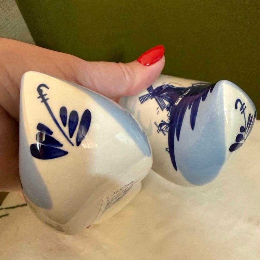Delft Blue Handpainted Holland Clogs • 6” • Vintage • Crazing - Picture 10 of 13